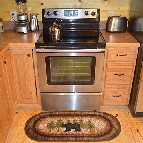 Mayberry Rug Cozy Cabin CC5276 Birch Bear Non Skid Rug 20"x44" Wedge Brown - Image 2