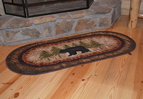 Mayberry Rug Cozy Cabin CC5276 Birch Bear Non Skid Rug 20"x44" Wedge Brown - Image 3