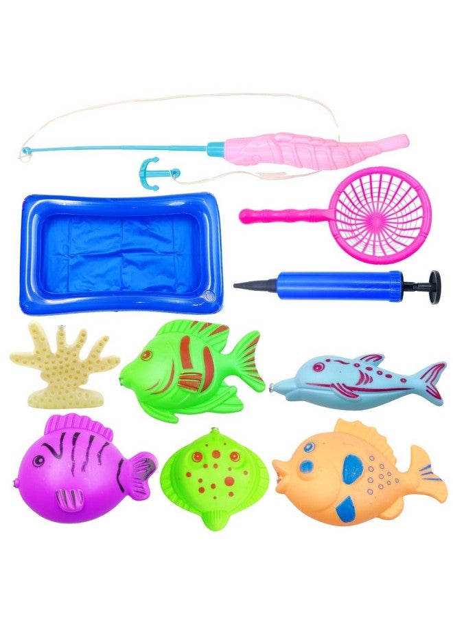 بلس بوينت لعبة حمام سباحة صيد مغناطيسية ملونة من PLUSPOINT للأطفال، أسماك عائمة بلاستيكية، حيوانات بحرية، حمام سباحة للأطفال من سن 3 إلى 4 سنوات (بدون سلة) - Image 1