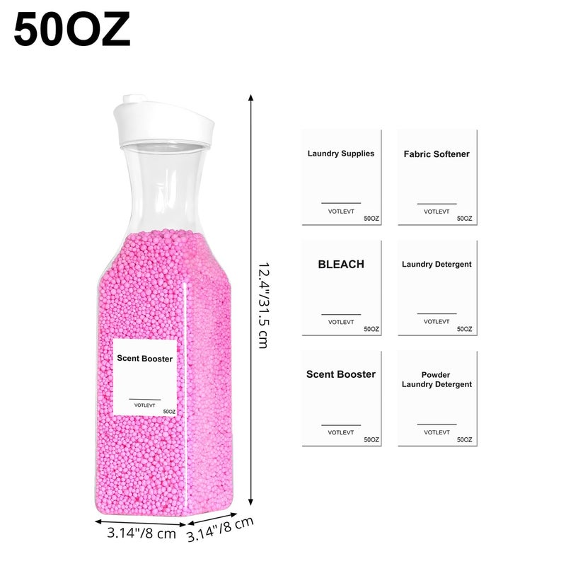 VOTLEVT 50 OZ Liquid Laundry Detergent Dispenser, Plastic Detergent Container for Organizing, Fabric Softener and Soap Dispenser, Powder Organizer for Laundry Room, 2 Pack - Image 2