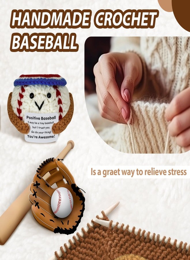 MaiTianna Crochet Baseball Gift, Mini Funny Crochet Toy, Creative Cute Life Doll with Encouragement Card Emotional Support Gift for Sports Birthday Party Table Decoration - Image 4