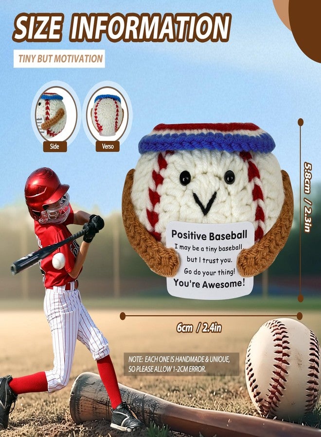 MaiTianna Crochet Baseball Gift, Mini Funny Crochet Toy, Creative Cute Life Doll with Encouragement Card Emotional Support Gift for Sports Birthday Party Table Decoration - Image 2