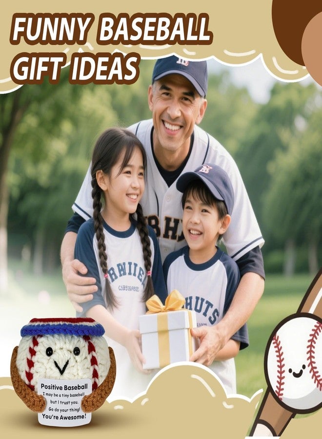 MaiTianna Crochet Baseball Gift, Mini Funny Crochet Toy, Creative Cute Life Doll with Encouragement Card Emotional Support Gift for Sports Birthday Party Table Decoration - Image 5