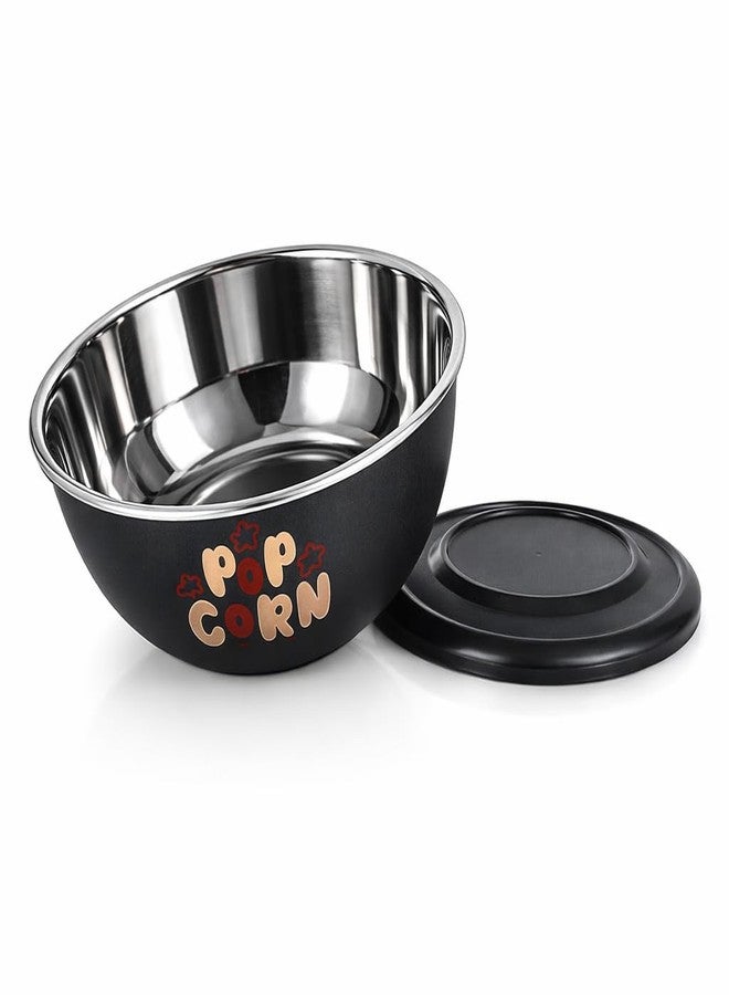 Zaib Microwave Safe Stainless Steel Bowl Set with Lid | Steel Inside Plastic Outside | Stackable Bowls for Snack Serving, Food Storage & Reheating | Multipurpose Kitchen Bowls (black pop) - Image 2