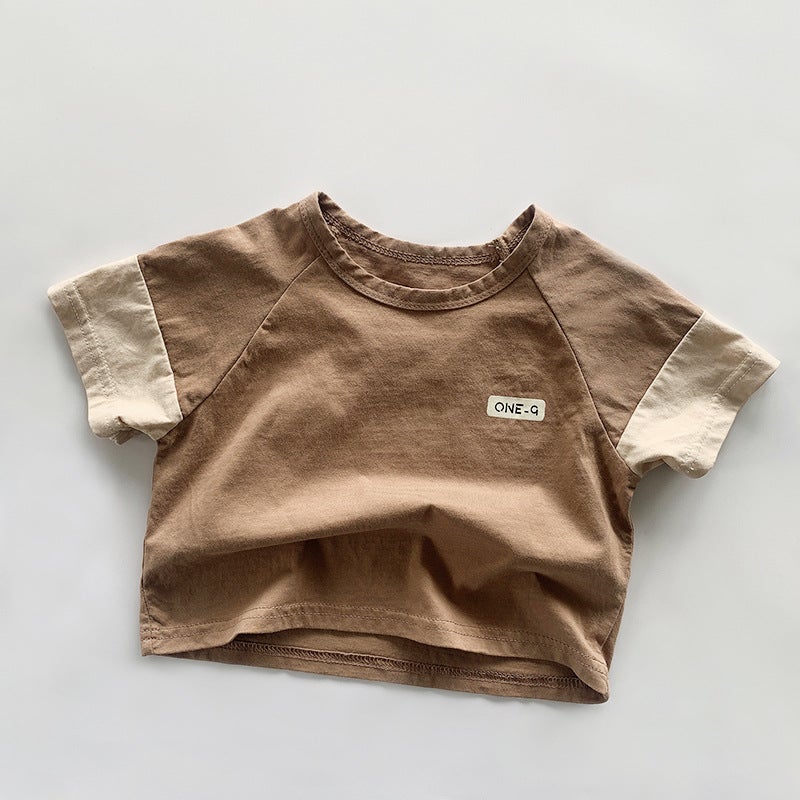 Children's Distinctive Short-sleeved T-shirt Summer Boys' Japanese Pure Cotton Top Girls' Korean Style Retro Mori Style Fashionable Children's Wear - Image 1