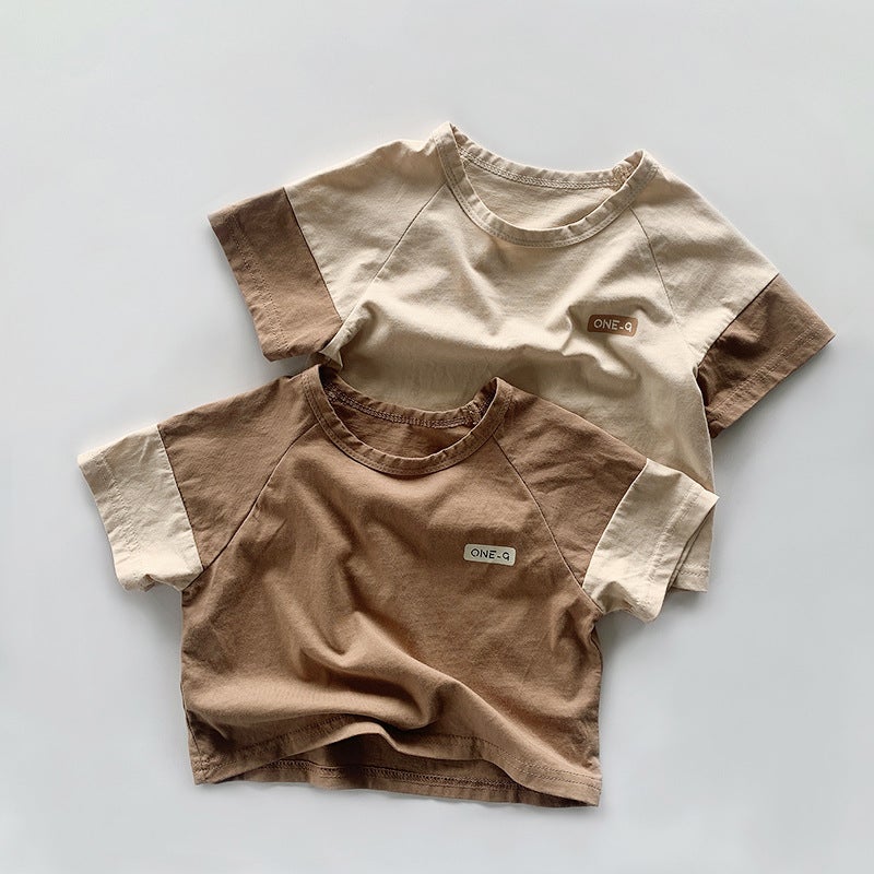 Children's Distinctive Short-sleeved T-shirt Summer Boys' Japanese Pure Cotton Top Girls' Korean Style Retro Mori Style Fashionable Children's Wear - Image 3