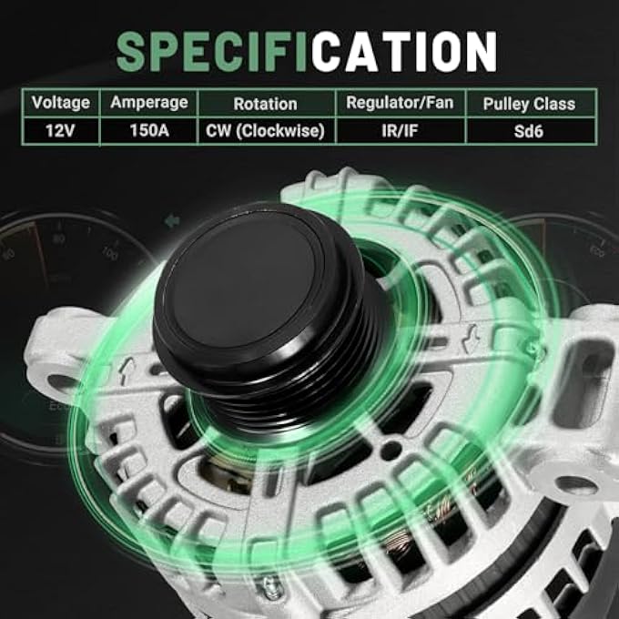 VORGENS 13502988 Alternator 150A, Fit for Chevrolet Camaro 2010-2012, Colorado 2015-2016, GMC Canyon 2015-2016 | 3.6L V6 GAS #Replace 11485, 11485N, 849127, FG15S026, AL8876X Generator 12V CW - Image 5