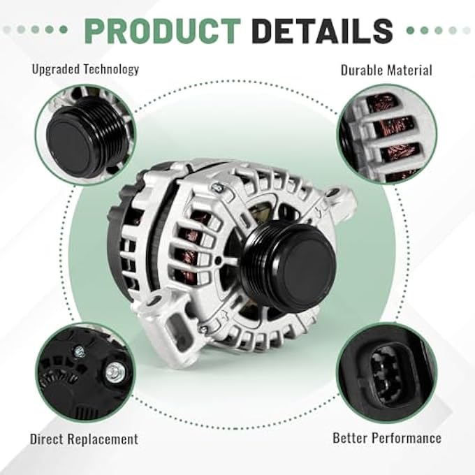 VORGENS 13502988 Alternator 150A, Fit for Chevrolet Camaro 2010-2012, Colorado 2015-2016, GMC Canyon 2015-2016 | 3.6L V6 GAS #Replace 11485, 11485N, 849127, FG15S026, AL8876X Generator 12V CW - Image 2