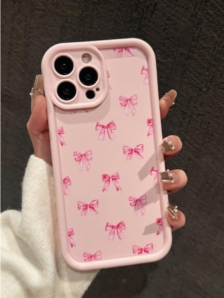 COVERLY Bow Pattern Back Case Cover for iPhone 16 Pro | Hot Ribbon Bow Cute Design | Camera Lens Protection | Soft TPU Silicone Fashion Aesthetic Printed Cover for Girls & Women (Pink, Shockproof) - Image 3