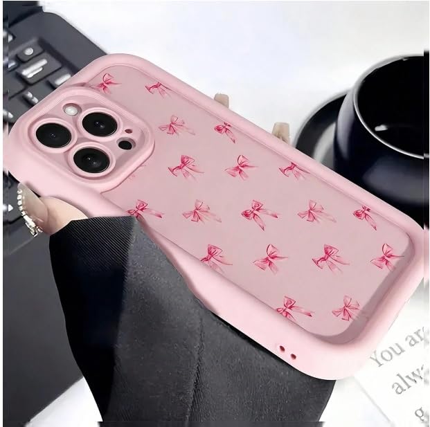 COVERLY Bow Pattern Back Case Cover for iPhone 16 Pro | Hot Ribbon Bow Cute Design | Camera Lens Protection | Soft TPU Silicone Fashion Aesthetic Printed Cover for Girls & Women (Pink, Shockproof) - Image 2