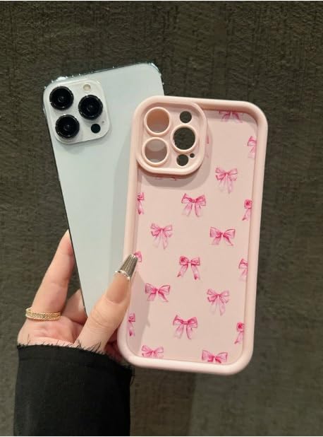 COVERLY Bow Pattern Back Case Cover for iPhone 16 Pro | Hot Ribbon Bow Cute Design | Camera Lens Protection | Soft TPU Silicone Fashion Aesthetic Printed Cover for Girls & Women (Pink, Shockproof) - Image 4