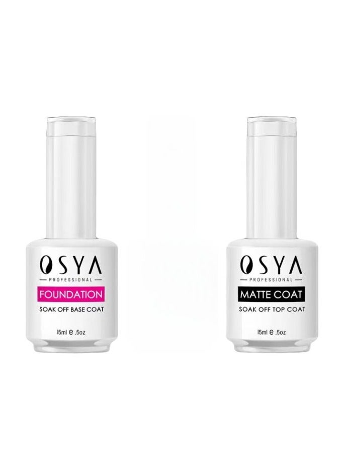 OSYA أساس طلاء أوسيا وطلاء علوي غير لامع - 15 مل سعة كبيرة طلاء علوي شفاف جل طلاء أظافر بدون مسح سهل الإزالة UV LED جل للمبتدئين والمحترفين وصالونات الأظافر المنزلية DIY - Image 1