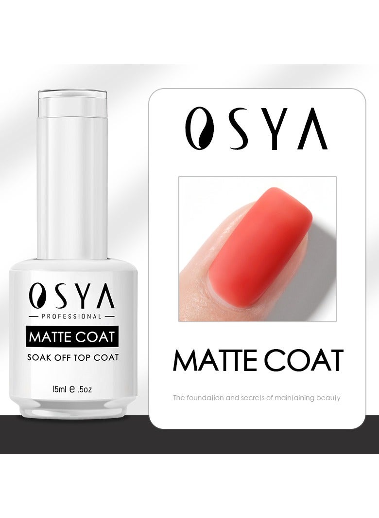 OSYA أساس طلاء أوسيا وطلاء علوي غير لامع - 15 مل سعة كبيرة طلاء علوي شفاف جل طلاء أظافر بدون مسح سهل الإزالة UV LED جل للمبتدئين والمحترفين وصالونات الأظافر المنزلية DIY - Image 2
