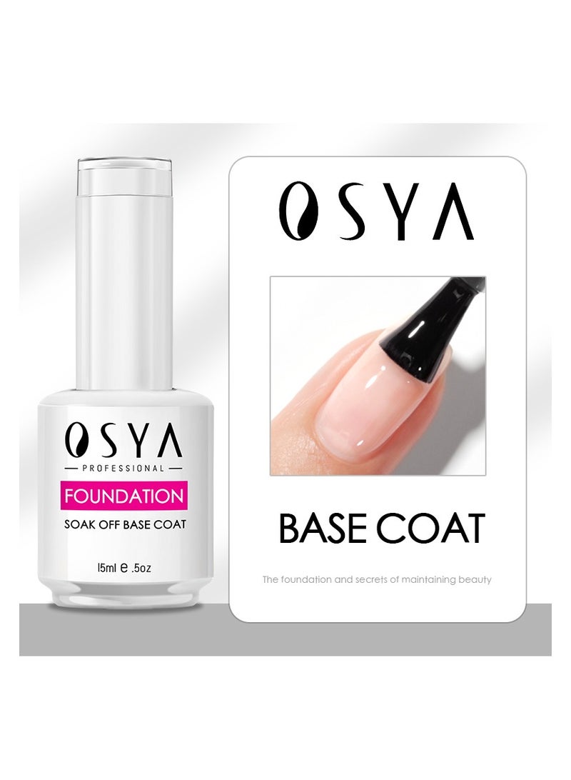 OSYA أساس طلاء أوسيا وطلاء علوي غير لامع - 15 مل سعة كبيرة طلاء علوي شفاف جل طلاء أظافر بدون مسح سهل الإزالة UV LED جل للمبتدئين والمحترفين وصالونات الأظافر المنزلية DIY - Image 3