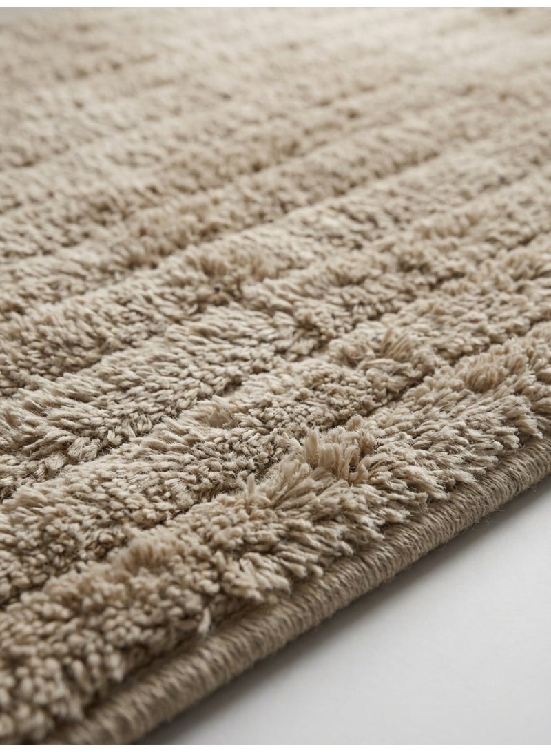 Ambrosia 50 x 80 cm Pure Cotton Beige Lines Tufted Cotton Bathmat With Anti Skid Spray Backing Super Absorbent Quick Dry Floor Bath Mat Rug For Bathroom - Image 2