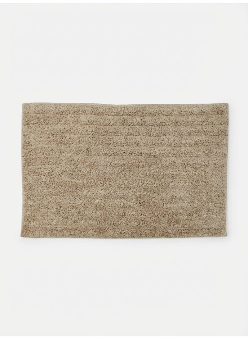 Ambrosia 50 x 80 cm Pure Cotton Beige Lines Tufted Cotton Bathmat With Anti Skid Spray Backing Super Absorbent Quick Dry Floor Bath Mat Rug For Bathroom - Image 1