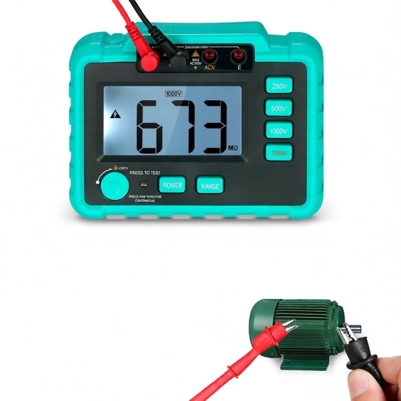 Insulation Resistance Tester 2000MΩ 1000V ±(4% Of Reading+2 Digits) Accuracy - 90*48mm Large Backlit Lcd Display Resistance Meter For Electrical Insulation Testing - Image 5