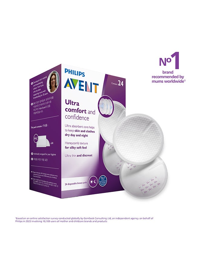Philips Avent 24 - Pieces Maximum Comfort Disposable Breast Pads For Women - White - Image 1