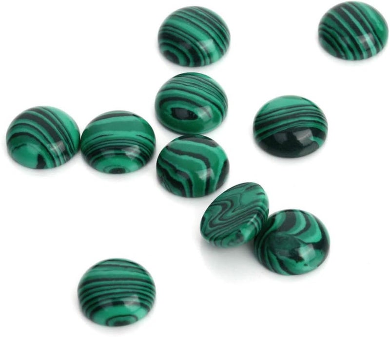 comfrt 20pcs Natural Half Round Flat Back Cabochons Stones Beads Malachite Semi Precious Gemstones Dome Cameos for Jewelry Making 10mm - Image 4