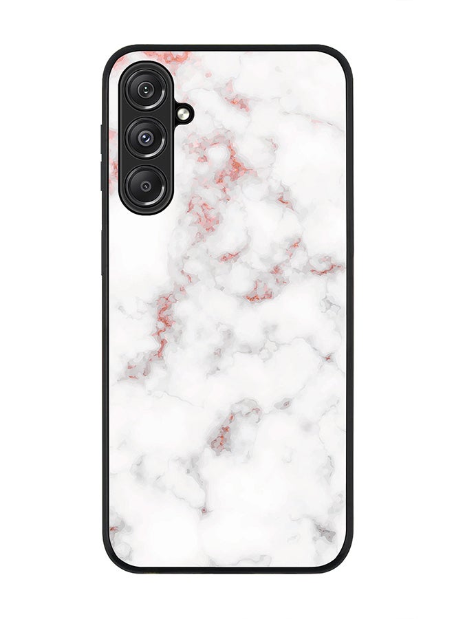 Stylizedd Rugged Black Edge case for Samsung Galaxy M34 5G, Custom Slim fit Flexible Anti Drop Thin Phone Case Cover - Marble Print Rose Grey - Image 1