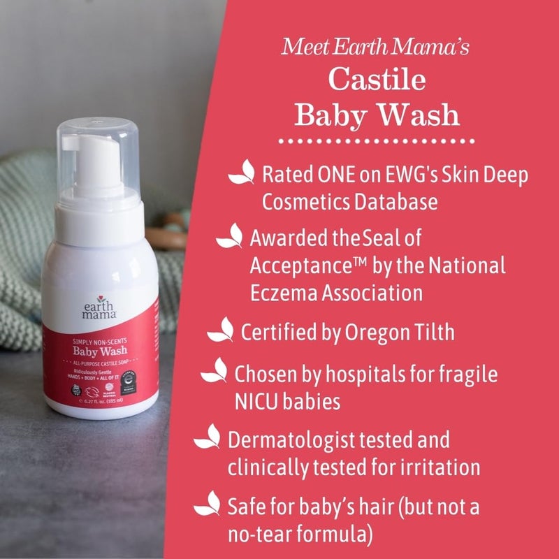 Earth Mama Baby Liquid Wash Foaming Hand Soap, Organic All Purpose Body Wash for Sensitive Skin, Castile Soap with Coconut Oil, Shea Butter, Calendula, & Aloe, Sweet Orange, 6.27 Fl Oz (Pack of 1) - Image 2