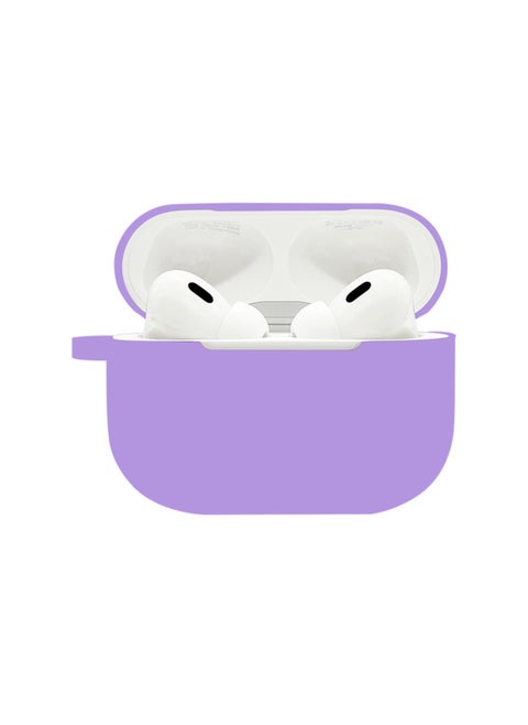 Suitable For Airpods Pro2 Protective Case Silicone Case Airpods4 Apple Wireless Bluetooth Headset Case-Color:Light Purple (with Hanging Ears 1.2mm)-Applicable Models:Airpods Pro2 Naked