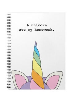 LIT Unicorn Ate My Homework Funny Notebook Spiral Hardcover 