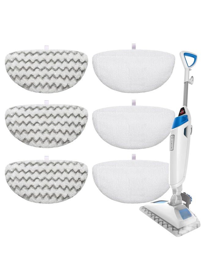 S2U 6 Pack Steam Mop Pads for Bissell Steam Mop, Washable Steam Mop Replacement Pads for Bissell Powerfresh Steam Mop, Cost Effective for Daily Weekly Household/After Pets Tile Floor Cleaning Mopping - Image 1