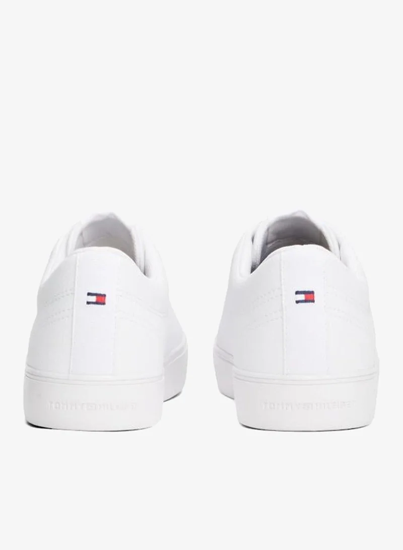 Tommy Hilfiger White Logo Lace-Up Sneakers With Leather for Men | Best Price UAE