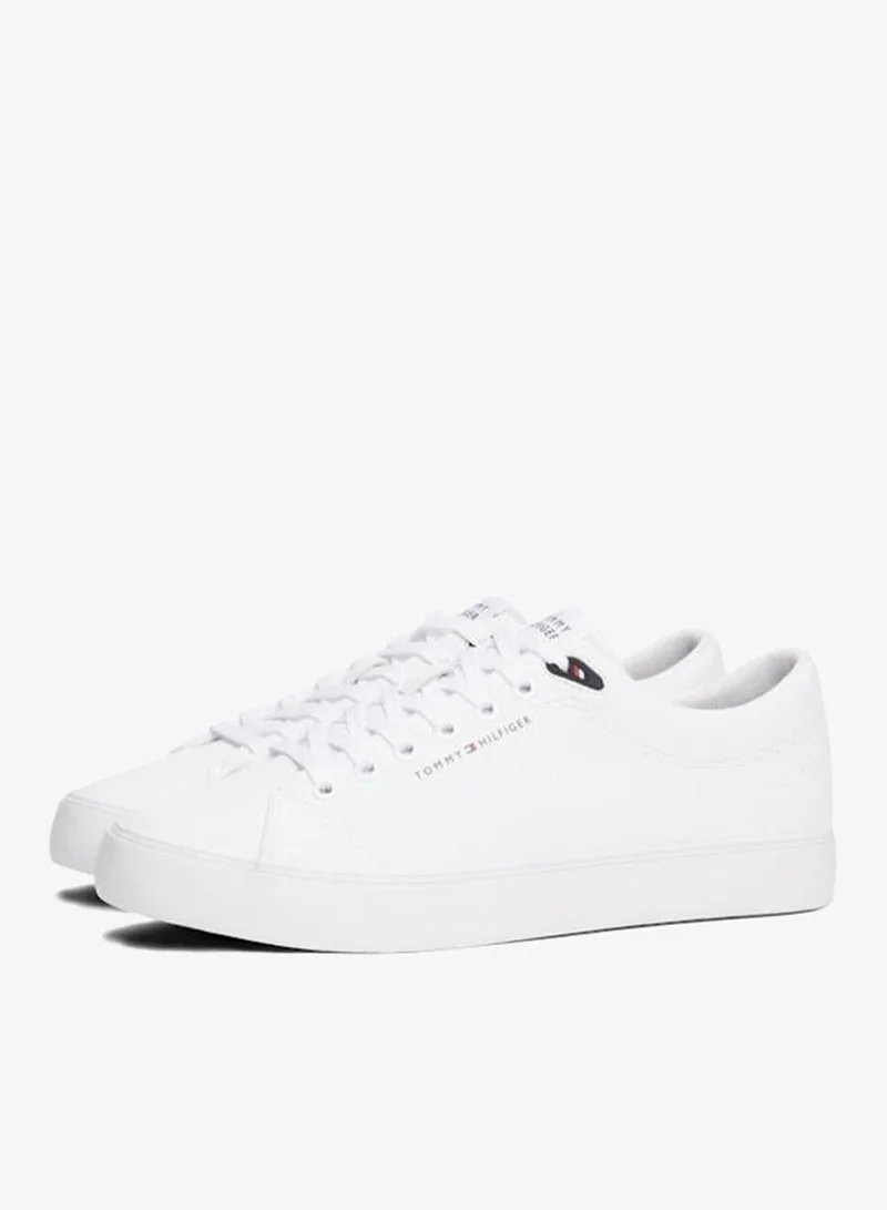 Tommy Hilfiger White Logo Lace-Up Sneakers With Leather for Men | Best Price UAE