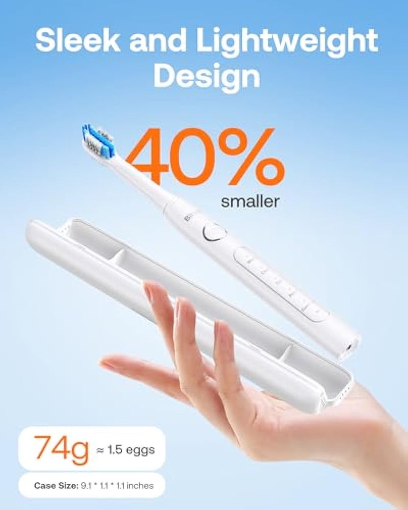 Bitvae Electric Toothbrushes for Adults and Kids, ADA Accepted Rechargeable Travel Sonic Toothbrush with 8 Brush Heads, 5 Modes, Holder, D2 (White) - Image 4