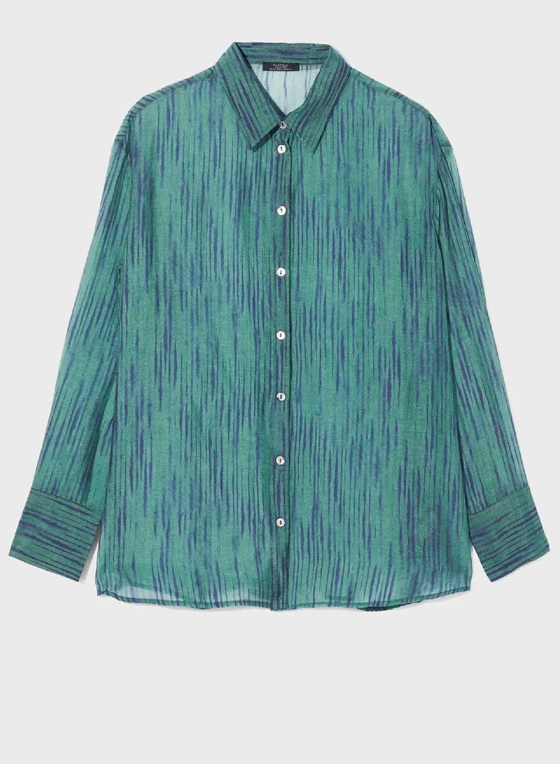 PARFOIS Printed Button Down Shirt