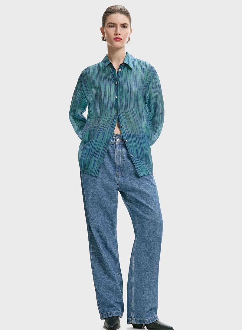 PARFOIS Printed Button Down Shirt