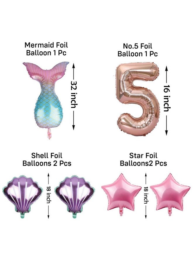 بارتي بروبس بالونات حورية البحر الضخمة من بارتي بروبس - 6 قطع، زينة عيد ميلاد بطابع حورية البحر | زينة عيد ميلاد للبنات بعمر 5 سنوات | زينة حورية البحر لأعياد الميلاد | طفل في عيد الميلاد الخامس - متعدد الألوان - Image 2