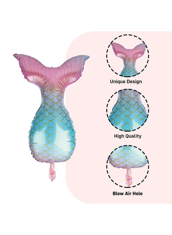 بارتي بروبس بالونات حورية البحر الضخمة من بارتي بروبس - 6 قطع، زينة عيد ميلاد بطابع حورية البحر | زينة عيد ميلاد للبنات بعمر 5 سنوات | زينة حورية البحر لأعياد الميلاد | طفل في عيد الميلاد الخامس - متعدد الألوان - Image 4