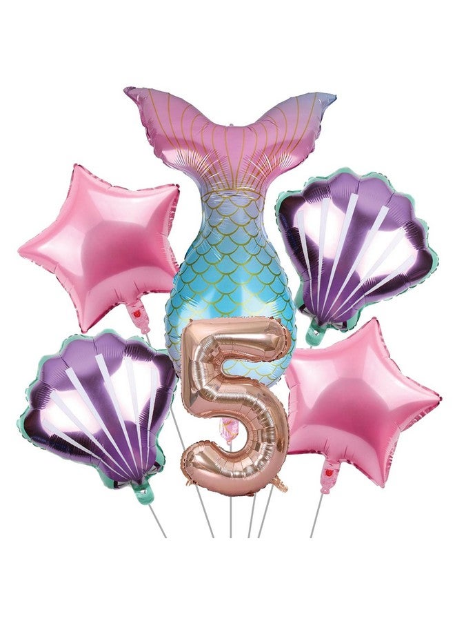 بارتي بروبس بالونات حورية البحر الضخمة من بارتي بروبس - 6 قطع، زينة عيد ميلاد بطابع حورية البحر | زينة عيد ميلاد للبنات بعمر 5 سنوات | زينة حورية البحر لأعياد الميلاد | طفل في عيد الميلاد الخامس - متعدد الألوان - Image 1
