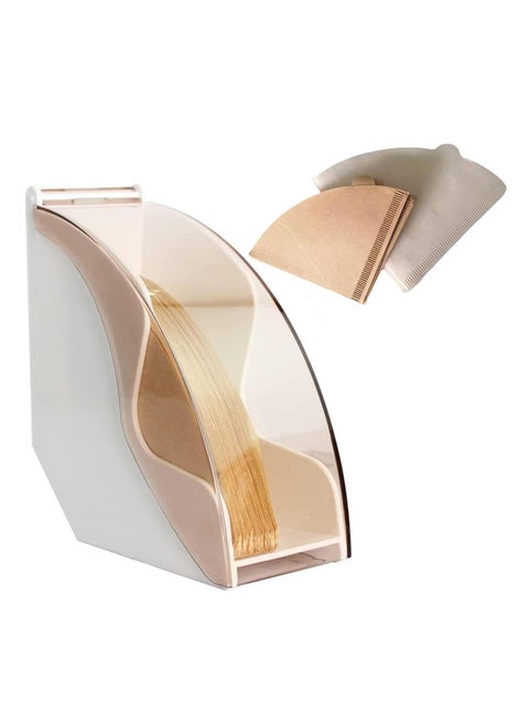 Coffee Filter Holder, Coffee Filter Box with Dustproof Cover, Filter Paper Holder for Coffee Shop, Home, Storage Capacity of 100 pcs Paper Filters (White)