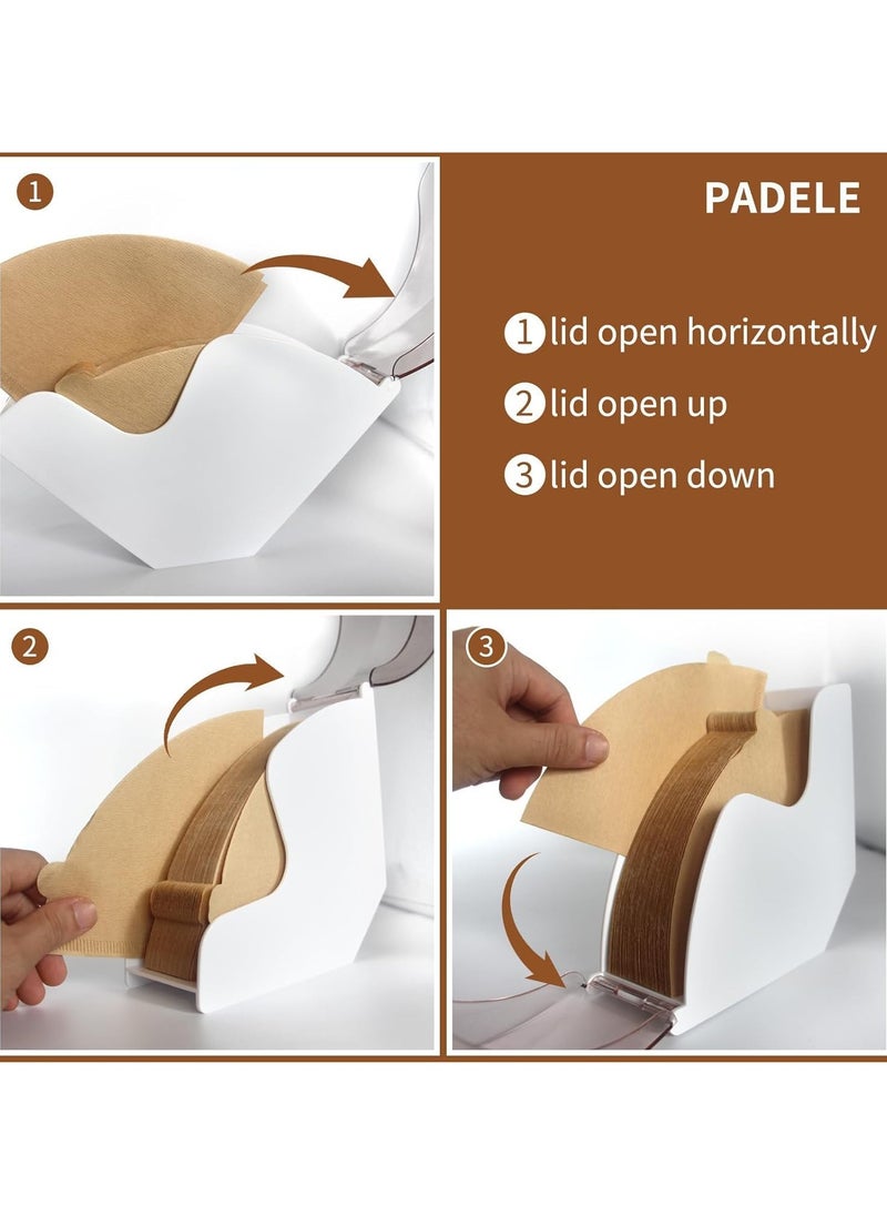 Arabest Coffee Filter Holder, Coffee Filter Box with Dustproof Cover, Filter Paper Holder for Coffee Shop, Home, Storage Capacity of 100 pcs Paper Filters (White)  - Image 4
