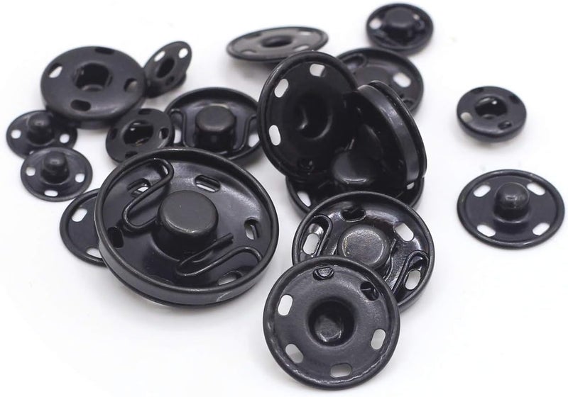 Enosea 55 Sets Sew-on Snap Buttons Metal Snap Fastener Durable Press Studs Buttons for Sewing Clothing, 4 Sizes (Black) - Image 4