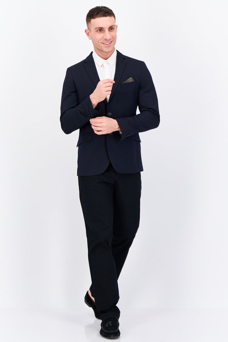 Jules Men Slim Fit Long Sleeves Plain Blazer, Navy - Image 2