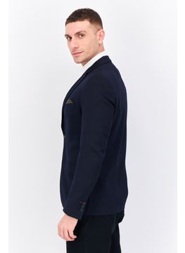Jules Men Slim Fit Long Sleeves Plain Blazer, Navy  - Image 3