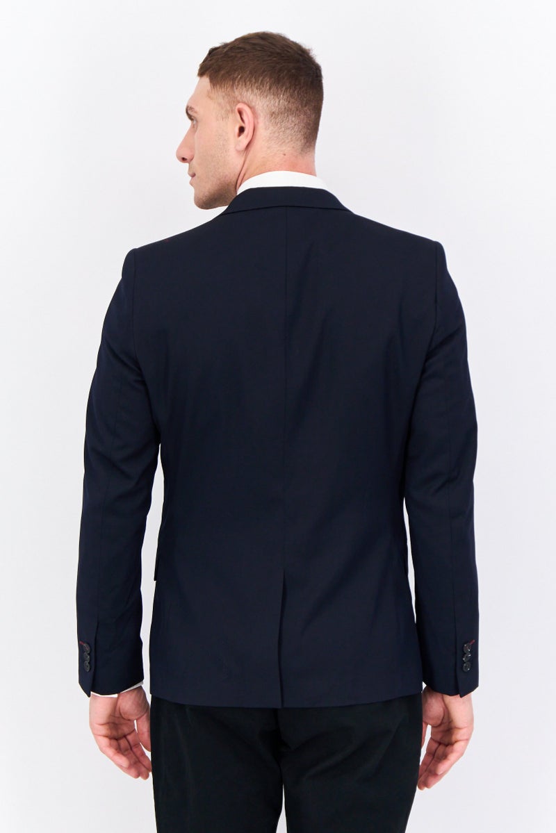 Jules Men Slim Fit Long Sleeves Plain Blazer, Navy - Image 4