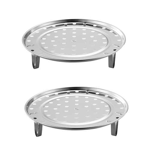 Kruvad 2 Pcs Stainless Steel Steamer Rack for Pressure Cooker & Instant Pot Multi-Purpose 8- Inch Steamer Basket for Vegetable Idli Dhokla Momos Steaming Rust-Free Large Steam Plate Insert - Image 1