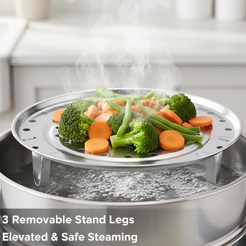 Kruvad 2 Pcs Stainless Steel Steamer Rack for Pressure Cooker & Instant Pot Multi-Purpose 8- Inch Steamer Basket for Vegetable Idli Dhokla Momos Steaming Rust-Free Large Steam Plate Insert - Image 4