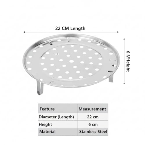 Kruvad 2 Pcs Stainless Steel Steamer Rack for Pressure Cooker & Instant Pot Multi-Purpose 8- Inch Steamer Basket for Vegetable Idli Dhokla Momos Steaming Rust-Free Large Steam Plate Insert - Image 2