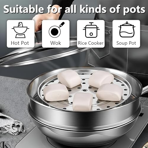 Kruvad 2 Pcs Stainless Steel Steamer Rack for Pressure Cooker & Instant Pot Multi-Purpose 8- Inch Steamer Basket for Vegetable Idli Dhokla Momos Steaming Rust-Free Large Steam Plate Insert - Image 5