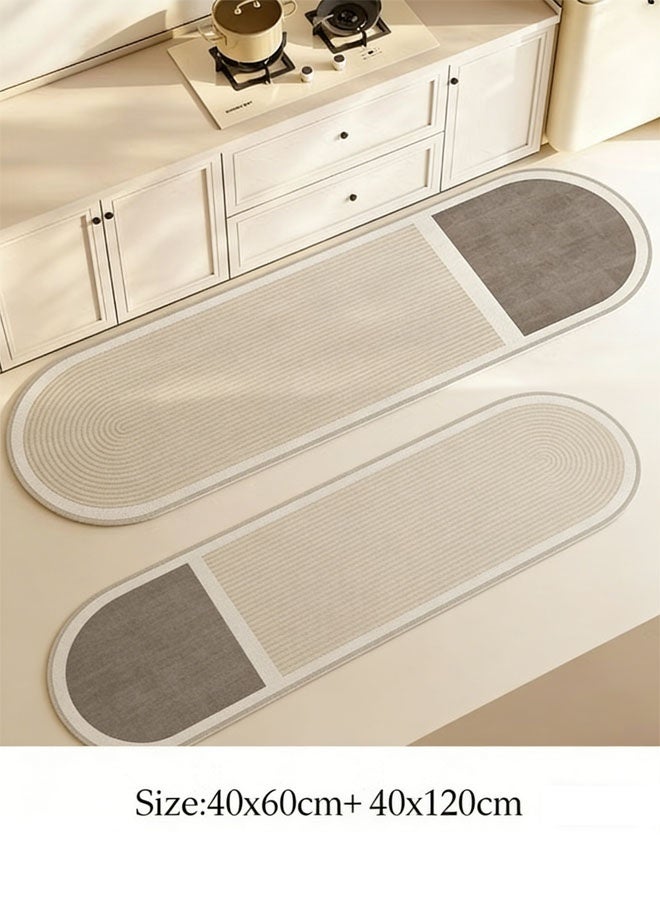 Diatom Mud Bath Mat Set Bathroom Kitchen Rug Mat Extra Soft and Absorbent Bath Rugs Non-Slip Quick Drying Floor Bath Tub Mat for Bathroom Floor Tub and Shower 40*60cm/40*120cm - Image 2