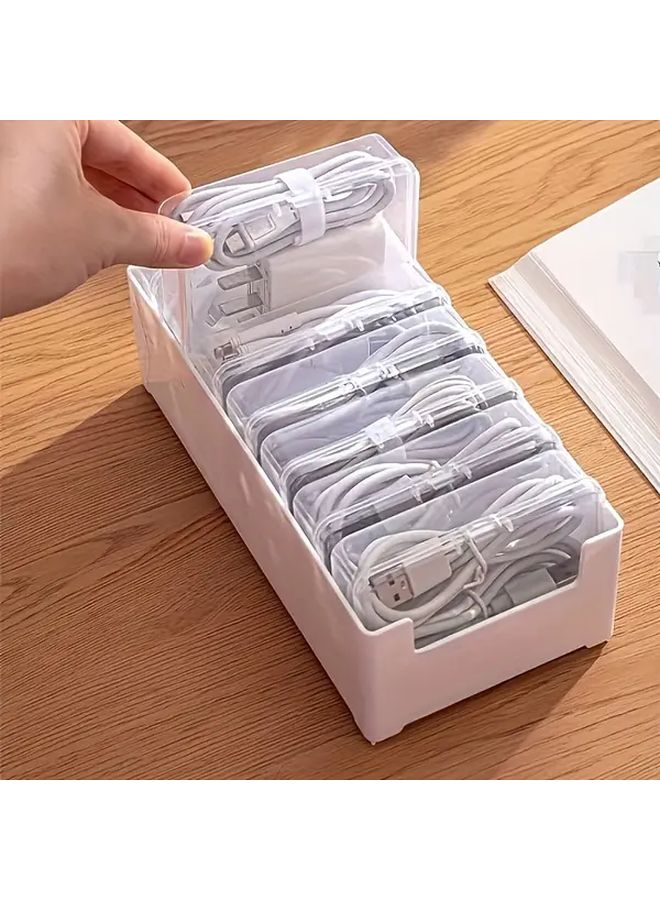 White Heavy Duty Cable Storage Box With Winder 16 Pcs Space Saving Cord Organizer - Image 2
