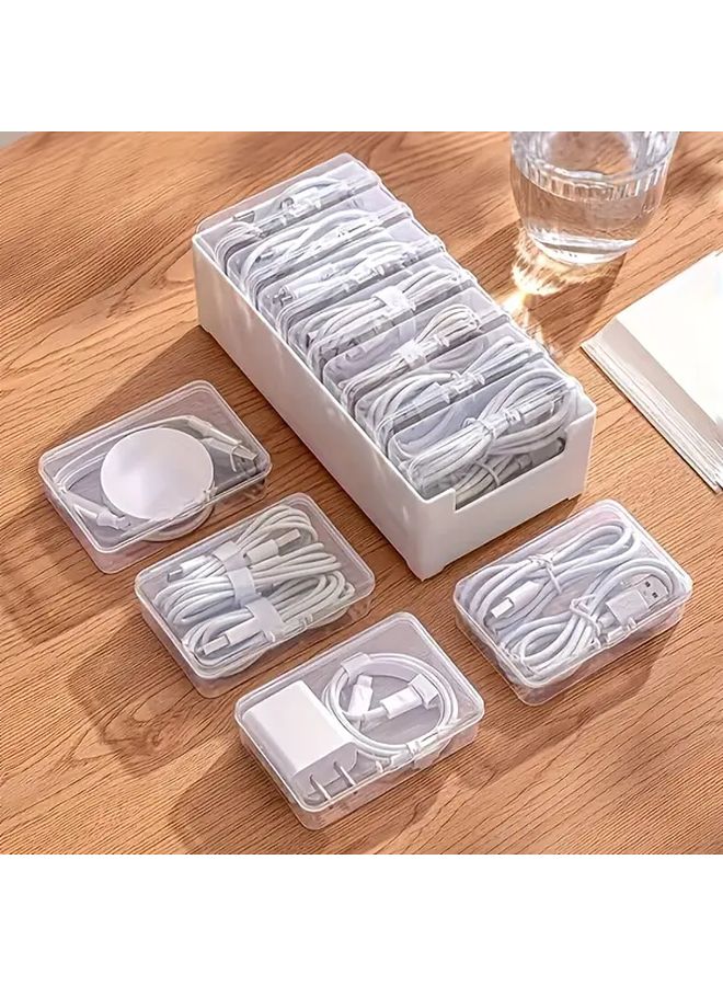 White Heavy Duty Cable Storage Box With Winder 16 Pcs Space Saving Cord Organizer - Image 5