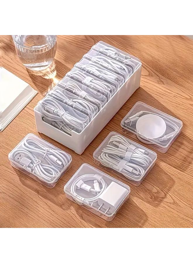 White Heavy Duty Cable Storage Box With Winder 16 Pcs Space Saving Cord Organizer - Image 4